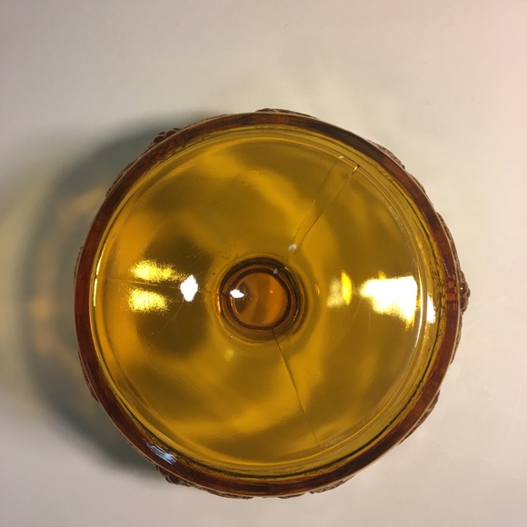 Vintage Indiana Glass Amber Pedestal Bowl - Picture 5 of 12